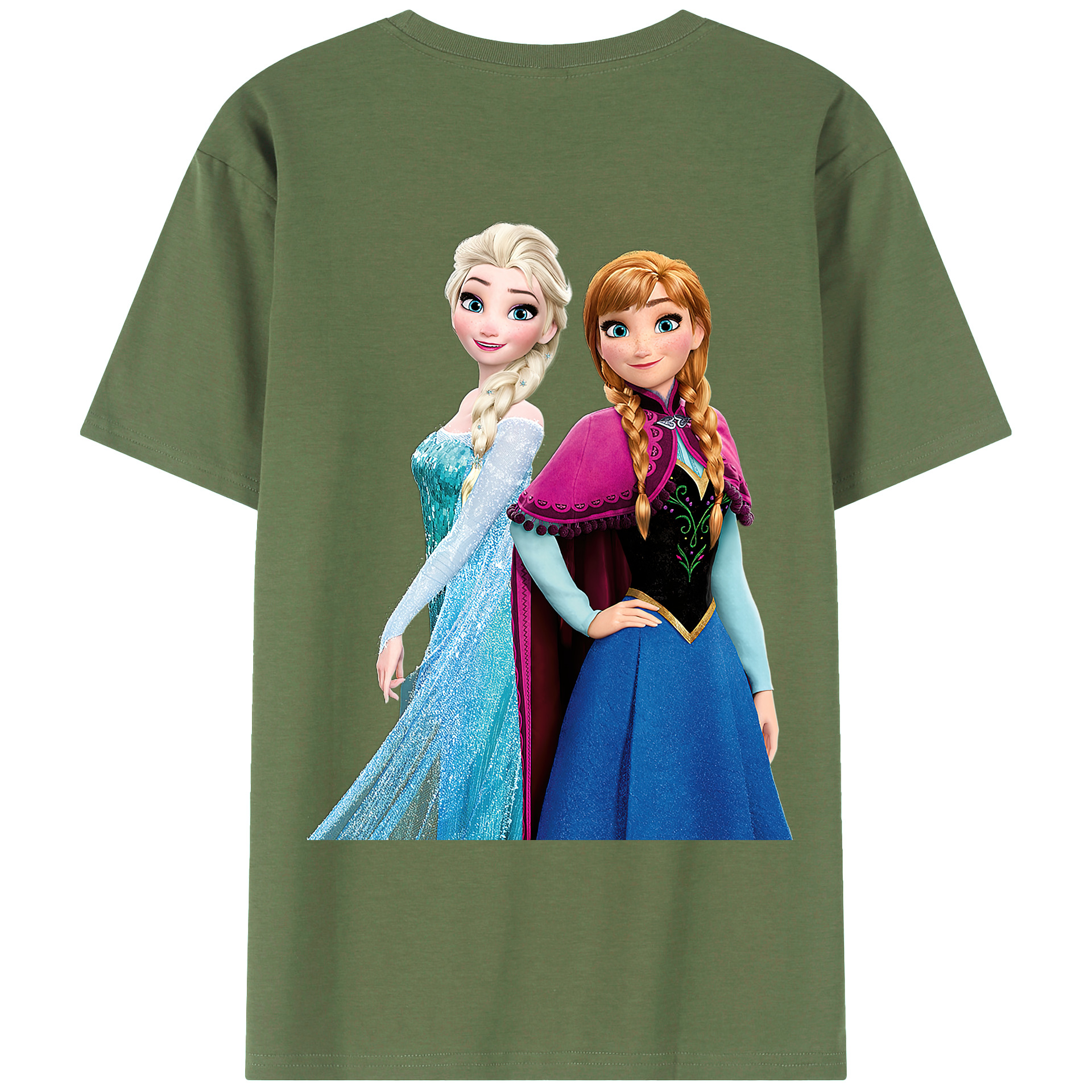 （画像用） アナと雪の女王 アンナ エルサ Frozen Anna Elsa 綿100％ メンズ半袖Tシャツ（バックプリント） 通気性